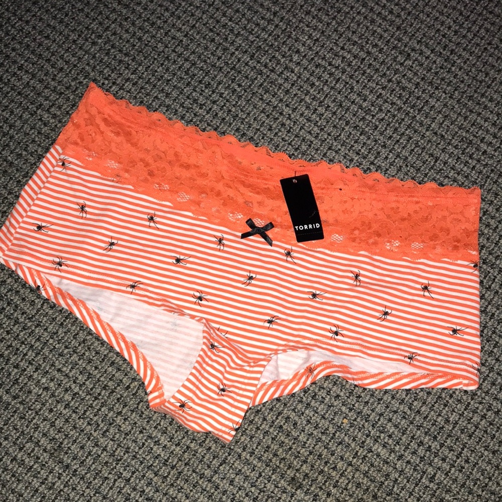 Torrid Orange Stripe Lace Boyshort Panty